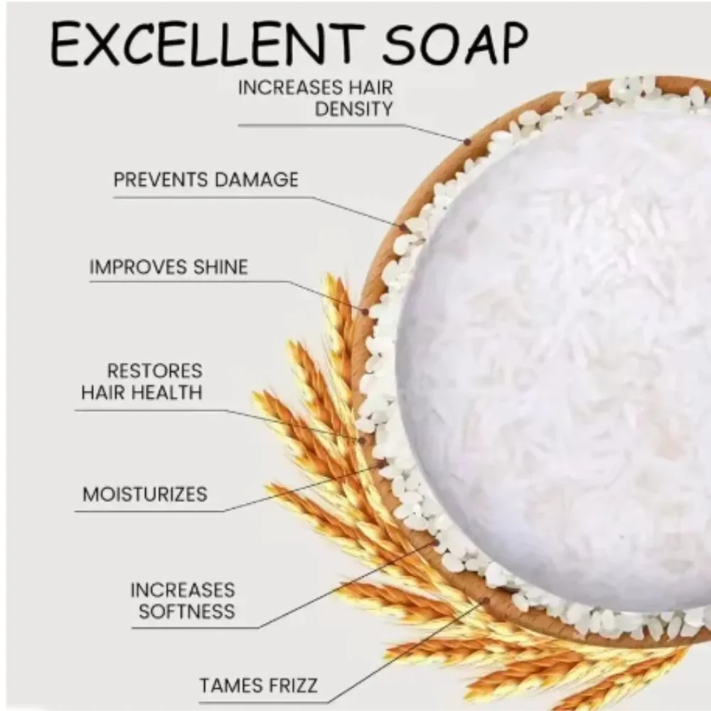Organic Rice Shampoo Soap Bar Oil Free Conditioning & Thickening Soap NEW